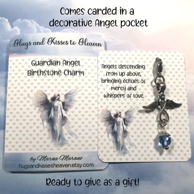 Guardian Angel Infinity Birthstone Charm Clip on Key Ring Charm Necklace Charm Purse Clip - image4